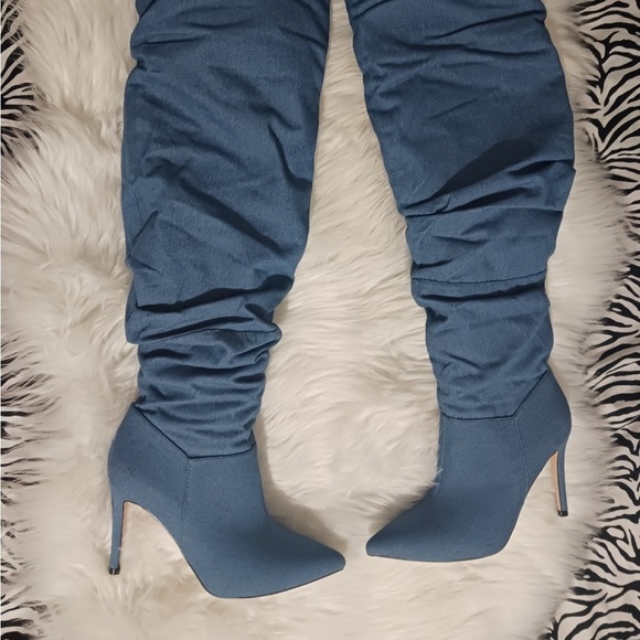 Forever 21 denim Knee-High Boots - Picture 2 of 10